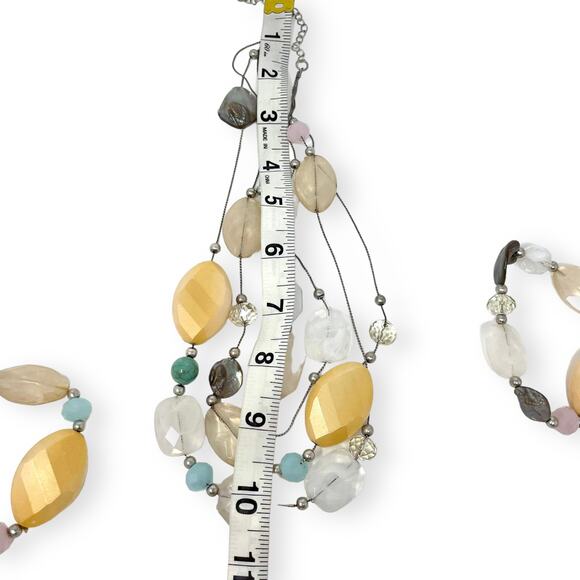 00s Vintage Multicolor Wire Beaded Necklace Bracelets Set - Picture 2 of 6